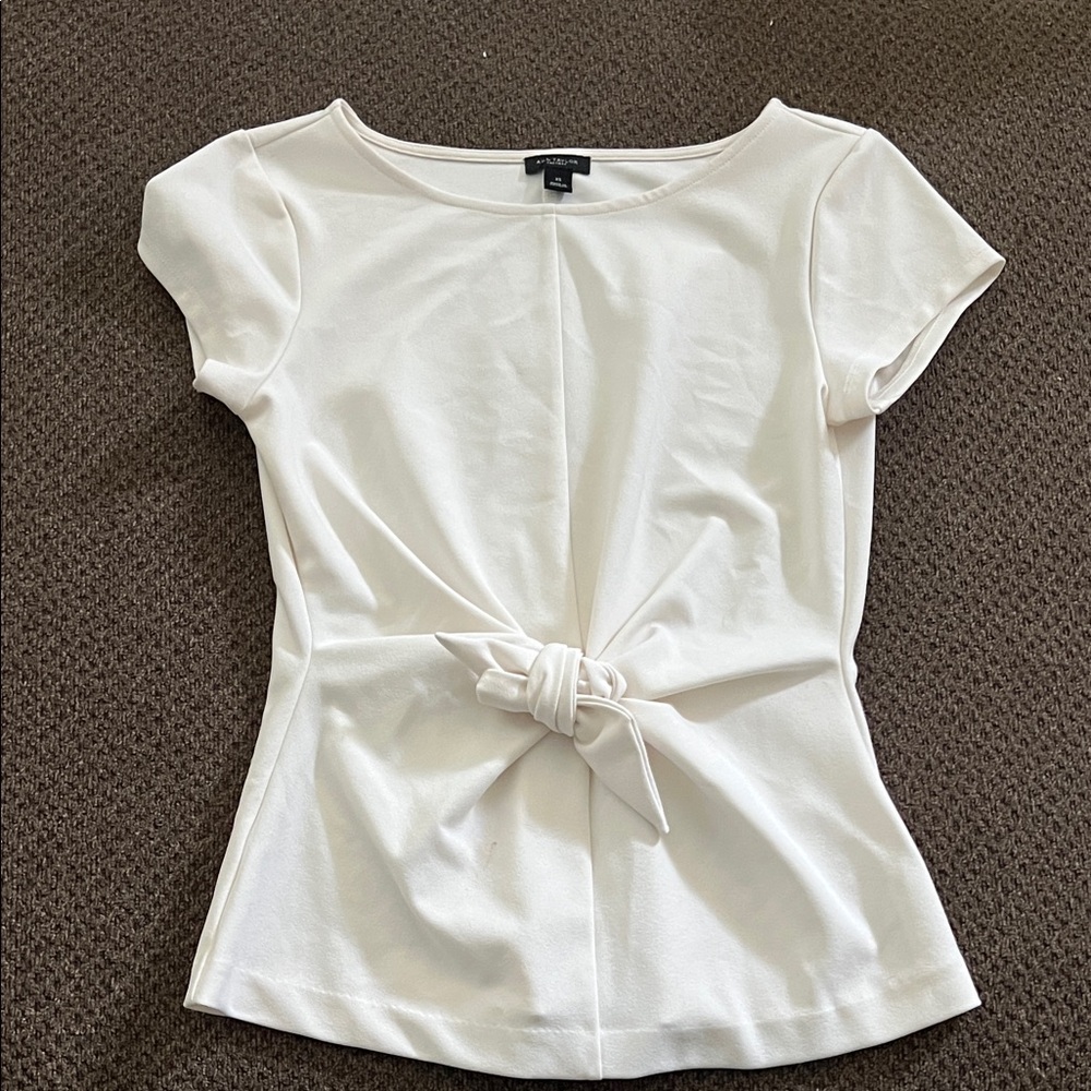 Ann Taylor Cream Blouse with Knot Detail